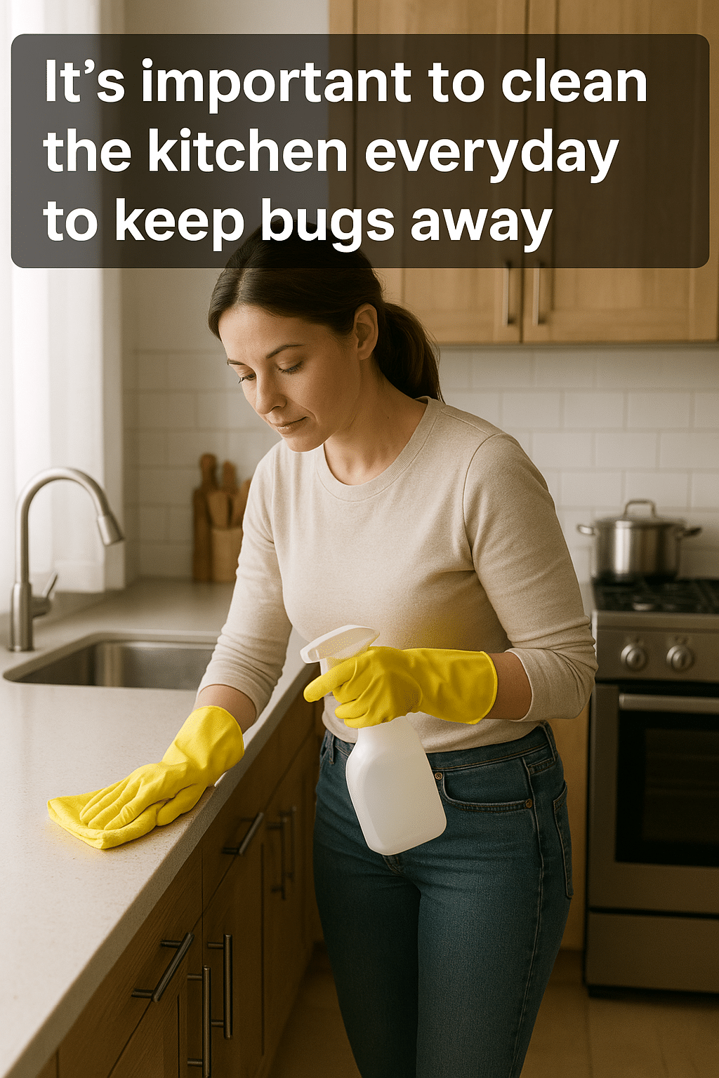 woman cleaning the kitchen