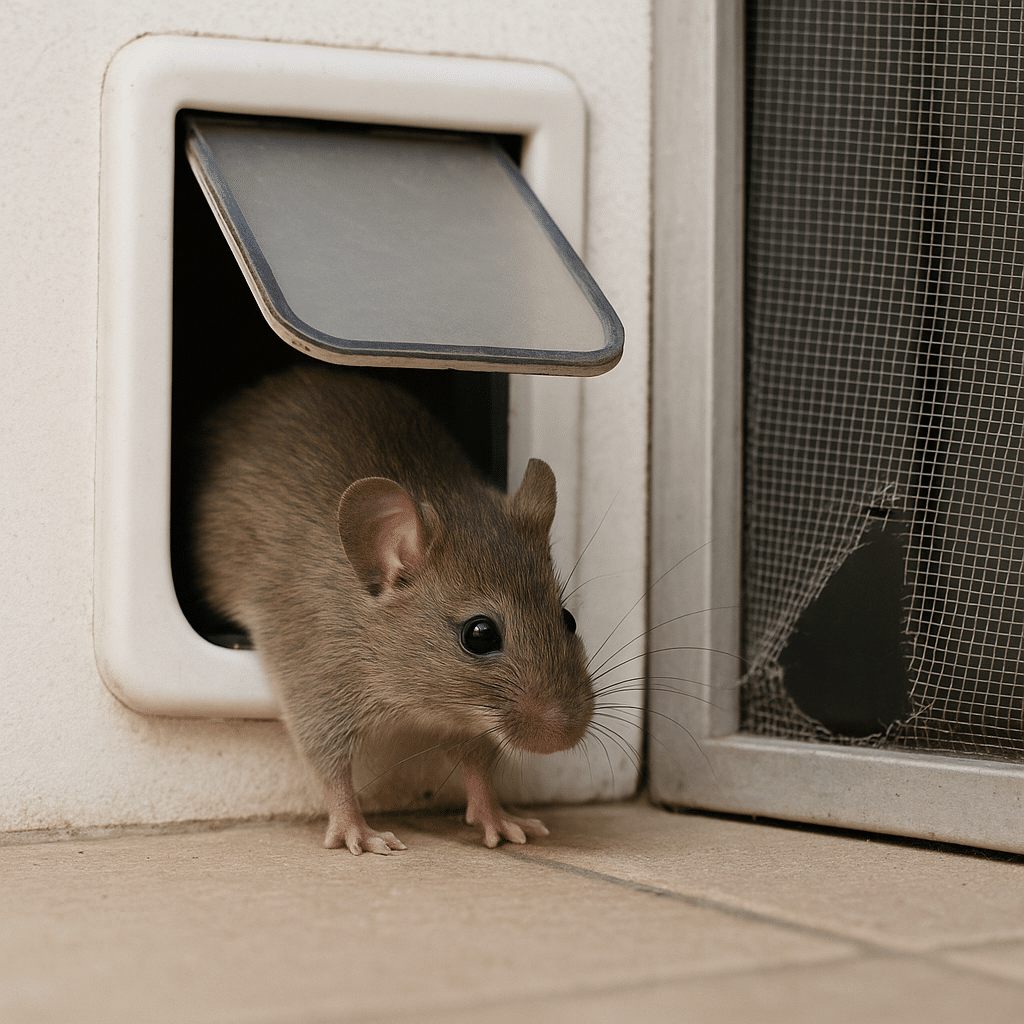 Pet Doors and Poorly Sealed Screens Access For Mice and Rats