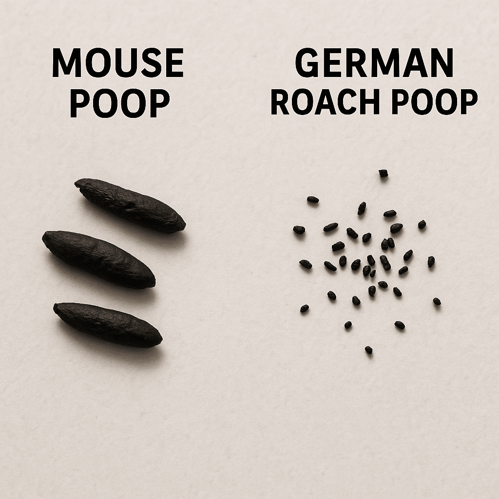 Mice poop versus German roach poop