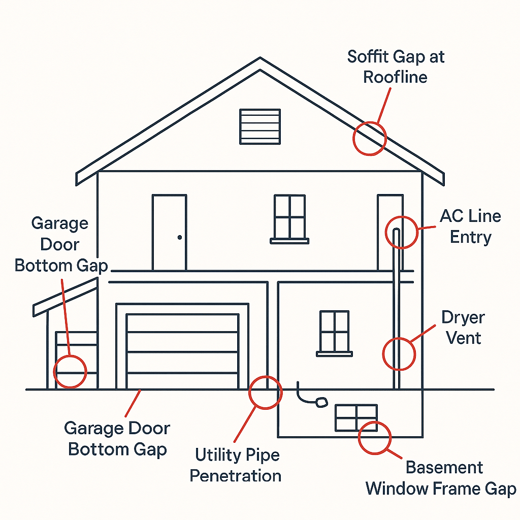 House rodent exterior access points
