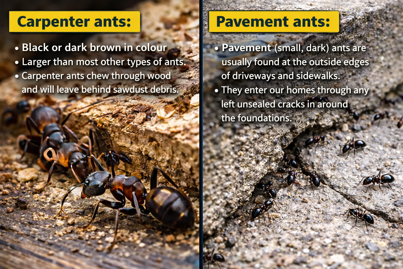 Ants Carpenter vs Pavement close-up