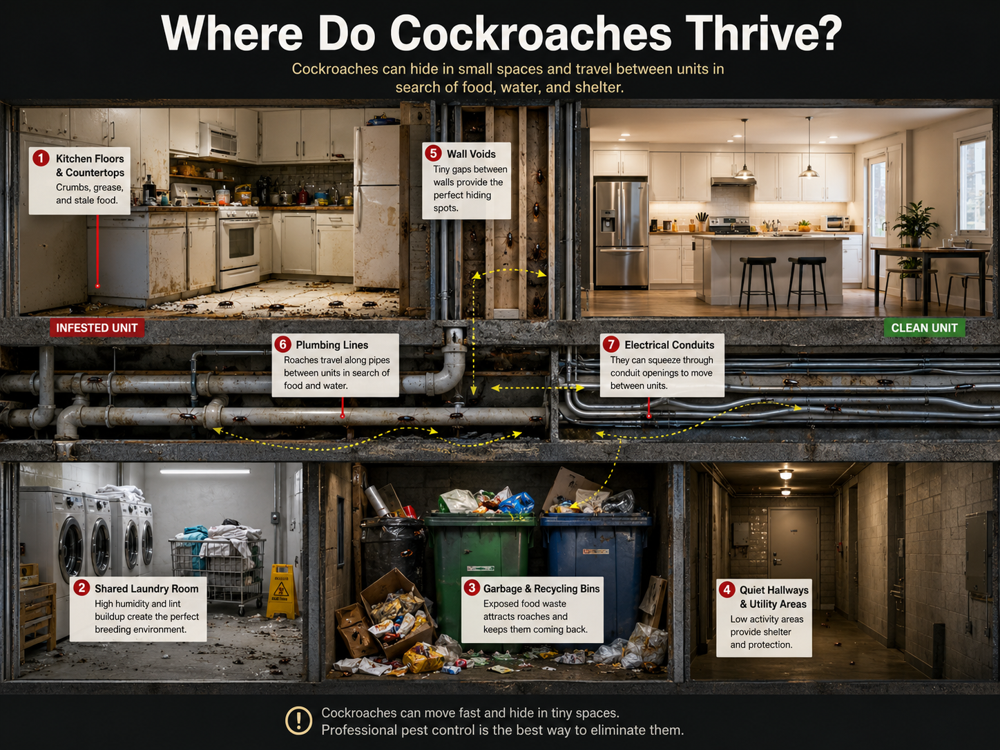 Where do Cockroaches Thrive?